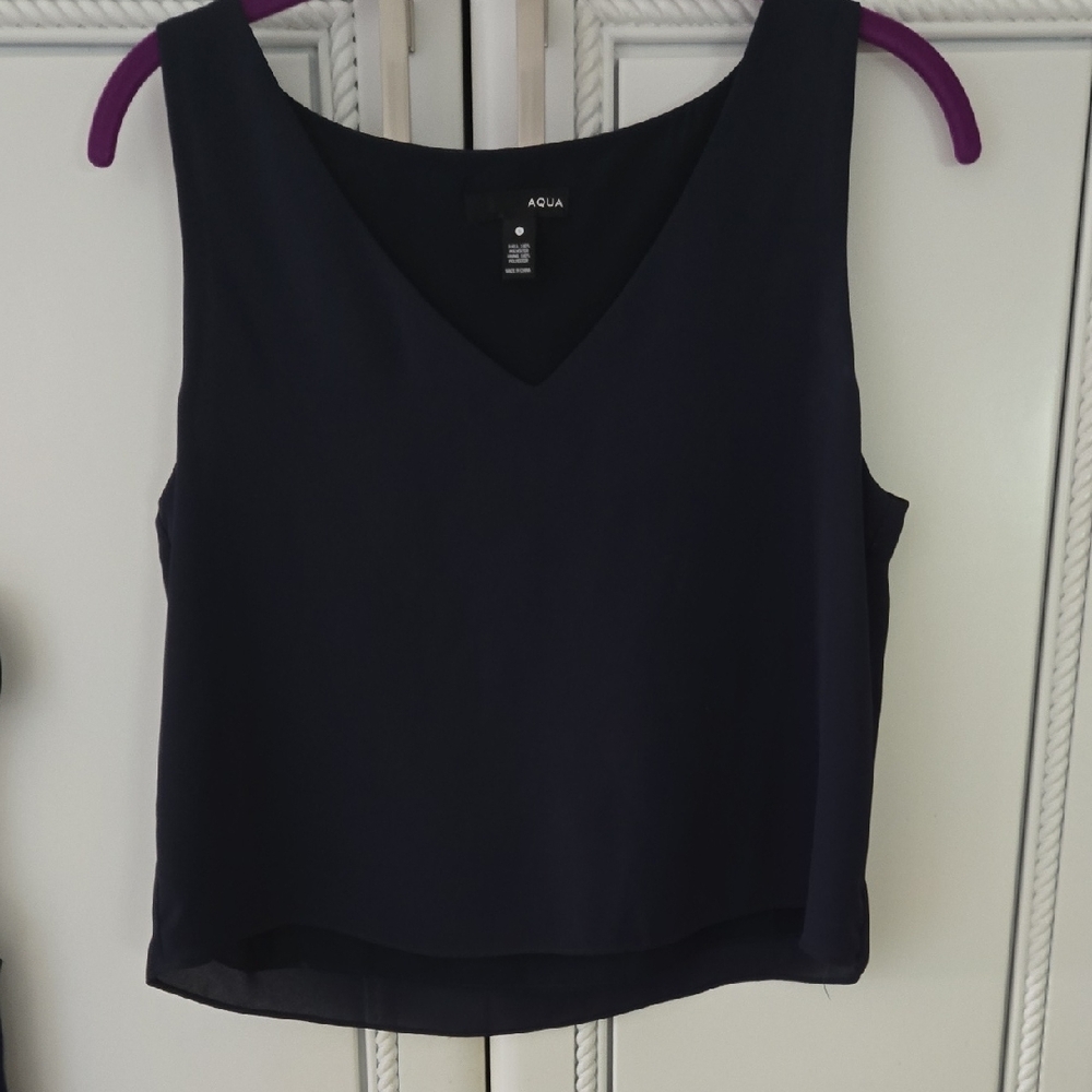Aqua Navy V-Neck Sleeveless Camisole